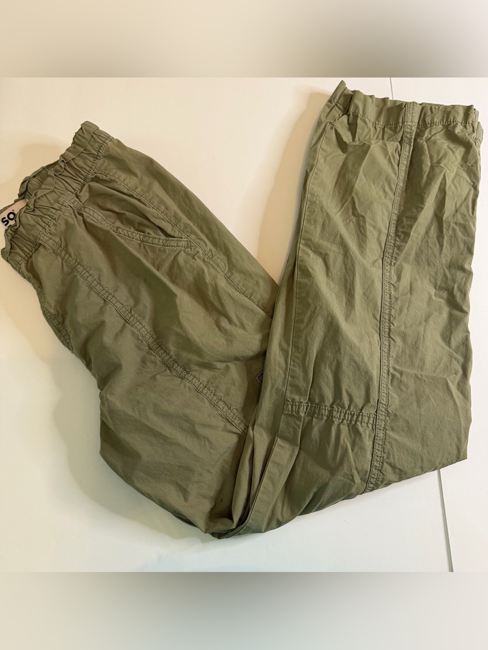 SO Juniors Girls Size 16 Olive Green Pull-On Cargo Utility Parachute Pants